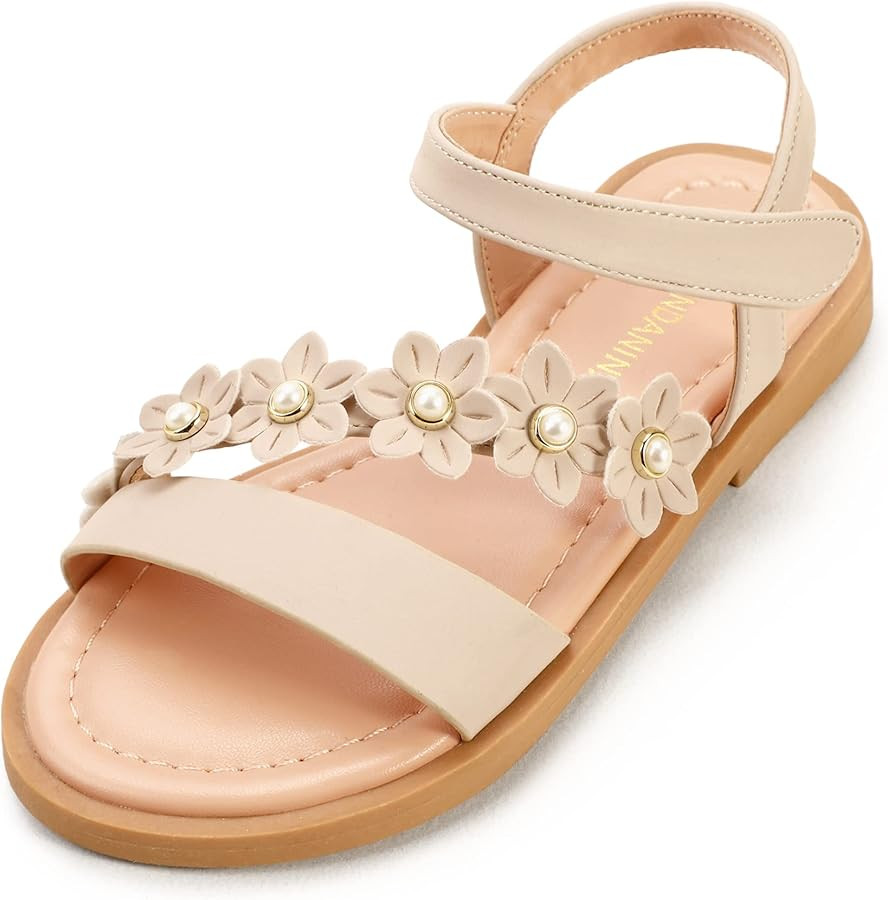 PANDANINJIA Gina Girls Sandals Open Toe Summer Flats Dress Sandals Shoes Toddler/Little Kid/Big K... | Amazon (US)