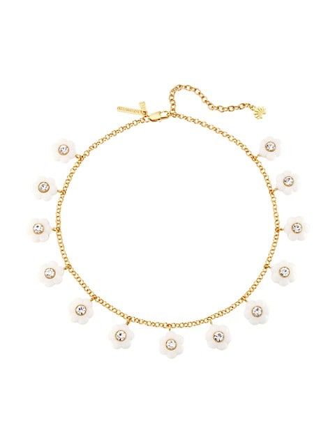 Daphne 14K-Gold-Plated, Resin, & Crystal Flower Charm Necklace | Saks Fifth Avenue