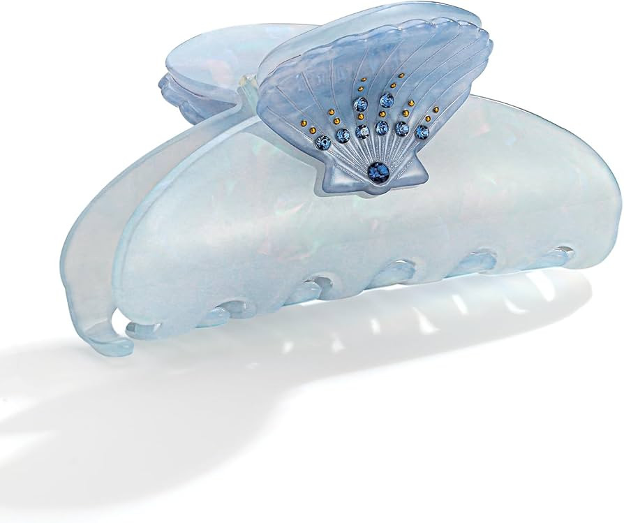LILIE&WHITE Acrylic Seashell Hair Clips For Women Shell Claw Clips With The Blue Rhinestone Patte... | Amazon (US)