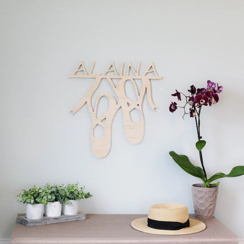 Custom Ballerina Wood Cutout Sign, Personalized Ballet Shoes Name Sign, Girls Room Ballet Décor,... | Etsy (US)