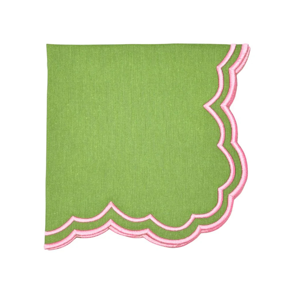 Bettina Napkin in Green & Pink, Set of 4 | Over The Moon