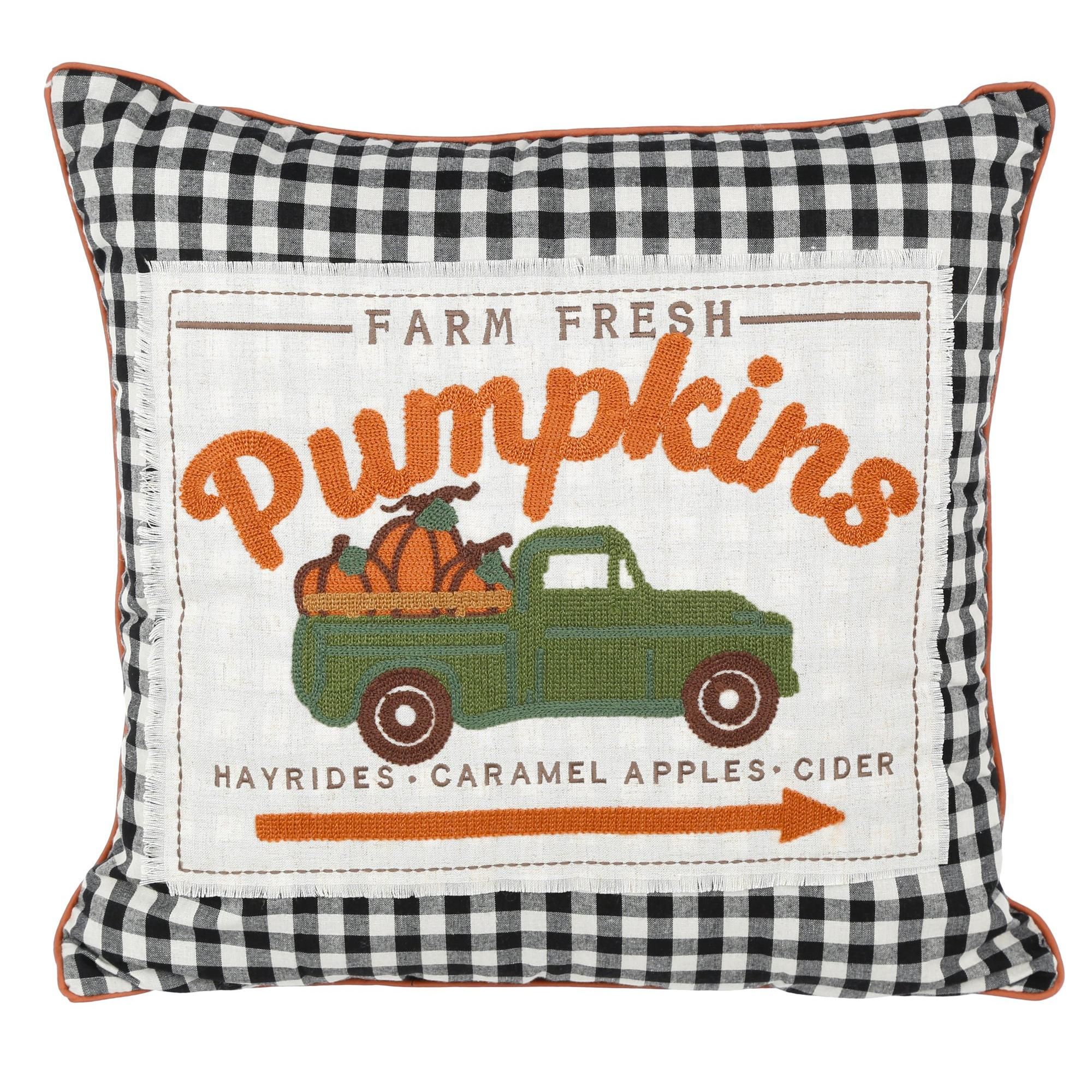 20x20 Fresh Farm Pumpkin Throw Pillow - Black-Black-4172528009080   | Burkes Outlet | bealls