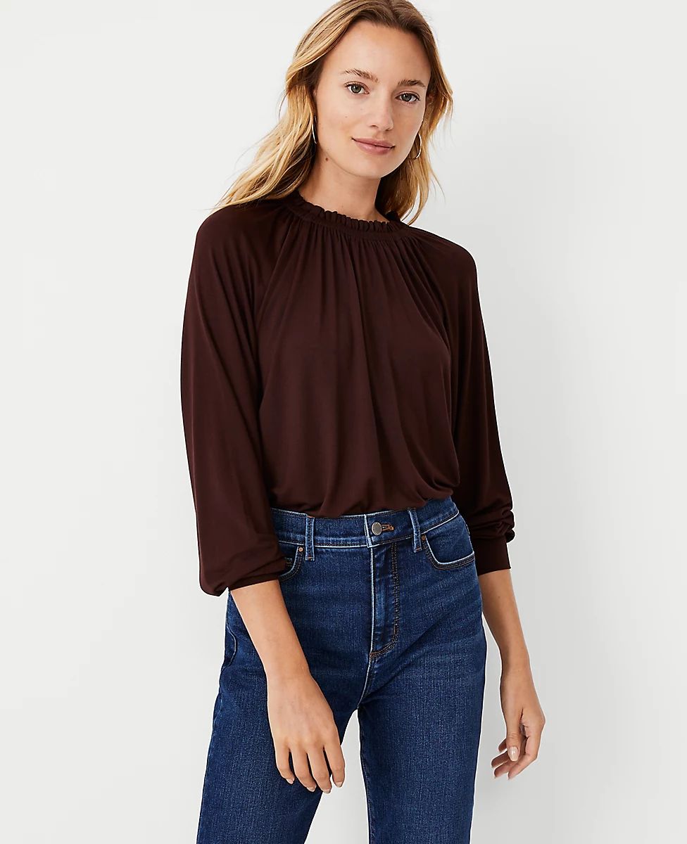 Shirred Neck Top | Ann Taylor (US)