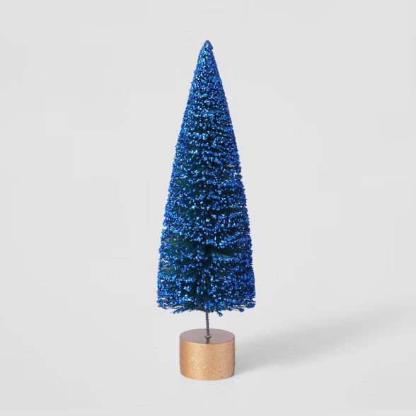 9in Bottle Brush Tree with Gold Base Decorative Figurine - Wondershop™ | Target