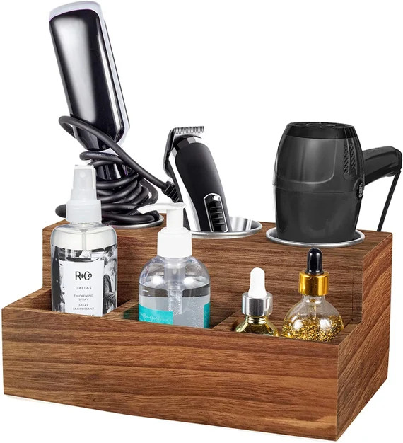 Rustic Wood Organizer Holds, Hair Dryer Holder, Perfect Hair Organizer Storage in Rustic Wood, Co... | Etsy (US)