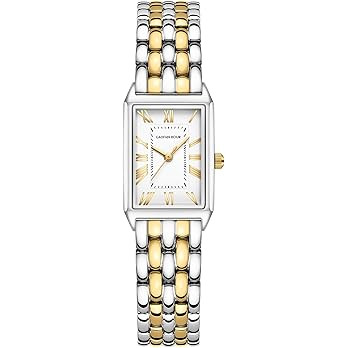 Gold Watches for Women with Vintage Rectangular Case,White Roman Dial,Stainless Steel Band,Adjust... | Amazon (US)
