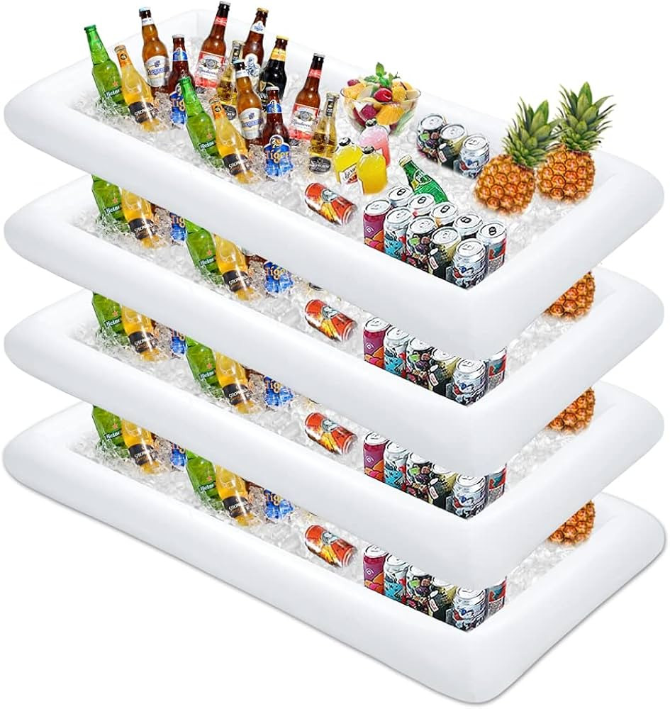 MorTime 4 PACK Inflatable Ice Serving Bar, 53"x25" Pool Party Buffet Drink Cooler, Ice Tray Food ... | Amazon (US)