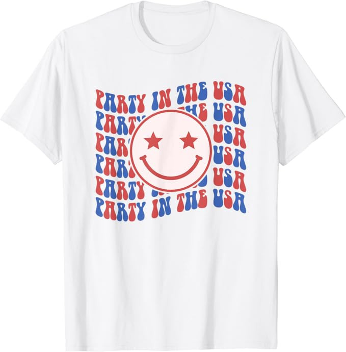 Funny Party Shirt Party In The USA Happy Face For Men Women T-Shirt | Amazon (US)