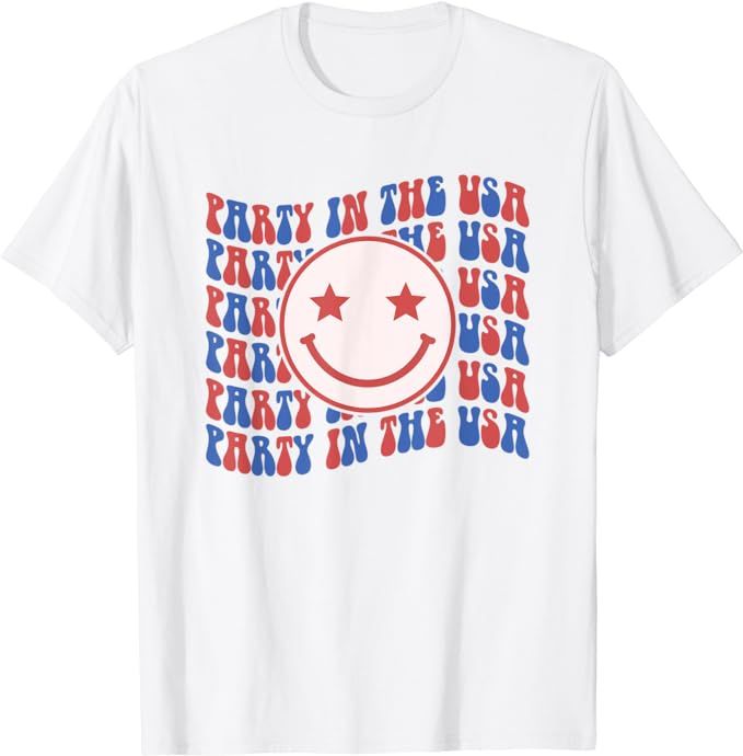 Funny Party Shirt Party In The USA Happy Face For Men Women T-Shirt | Amazon (US)