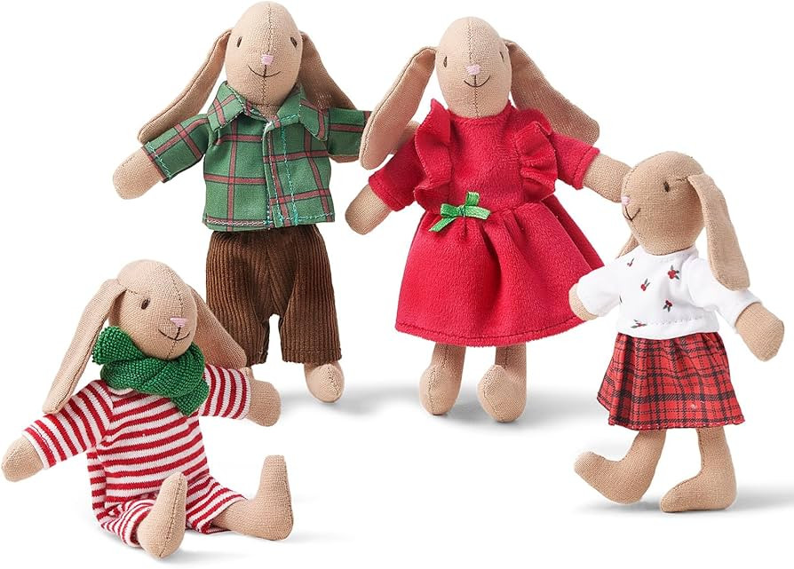 Giant bean® Bunny Toys for Kids, Christmas Bunny, 4 PCS Hand Made Rabbit Family Dolls with Remov... | Amazon (US)