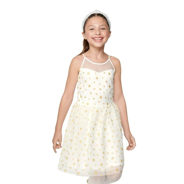 The Children's Place Girls High Neck Mesh Glitter Star Dress, Sizes 4-16 - Walmart.com | Walmart (US)