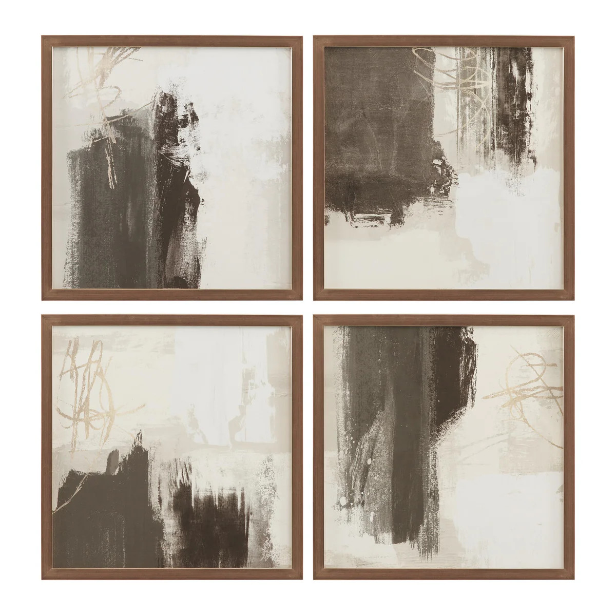 Bassett Cream Neutral Contrast Framed Print S/4 | DecoratorsBest