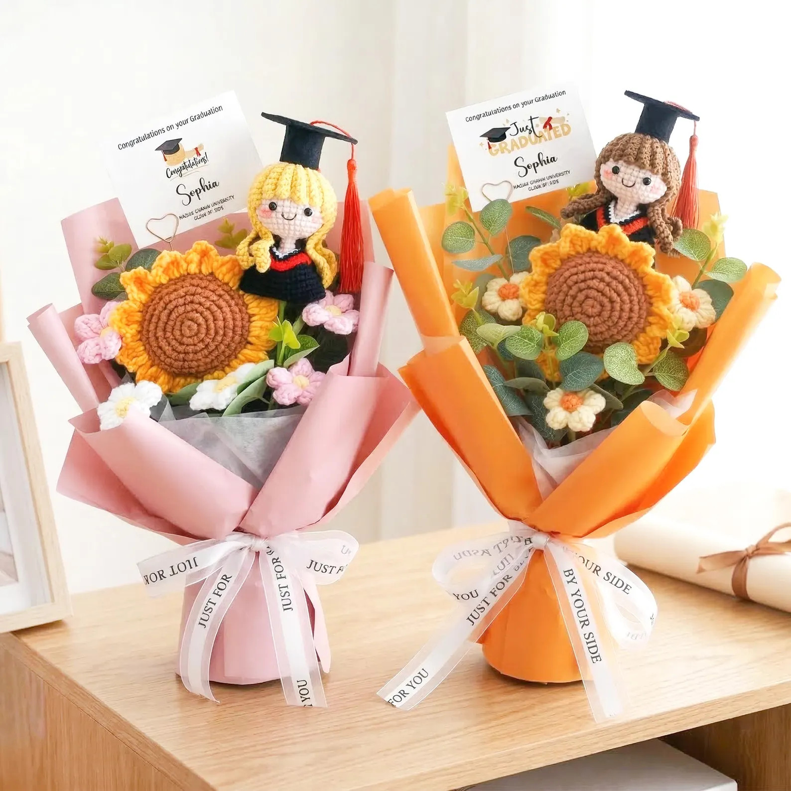 Graduation Gift for Sister: Handmade Crochet Flower Bouquet With Personalized Grad Doll, Class of... | Etsy (US)