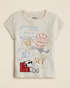 Peanuts® X Crewcuts passport graphic T-shirt with sequins | J. Crew US