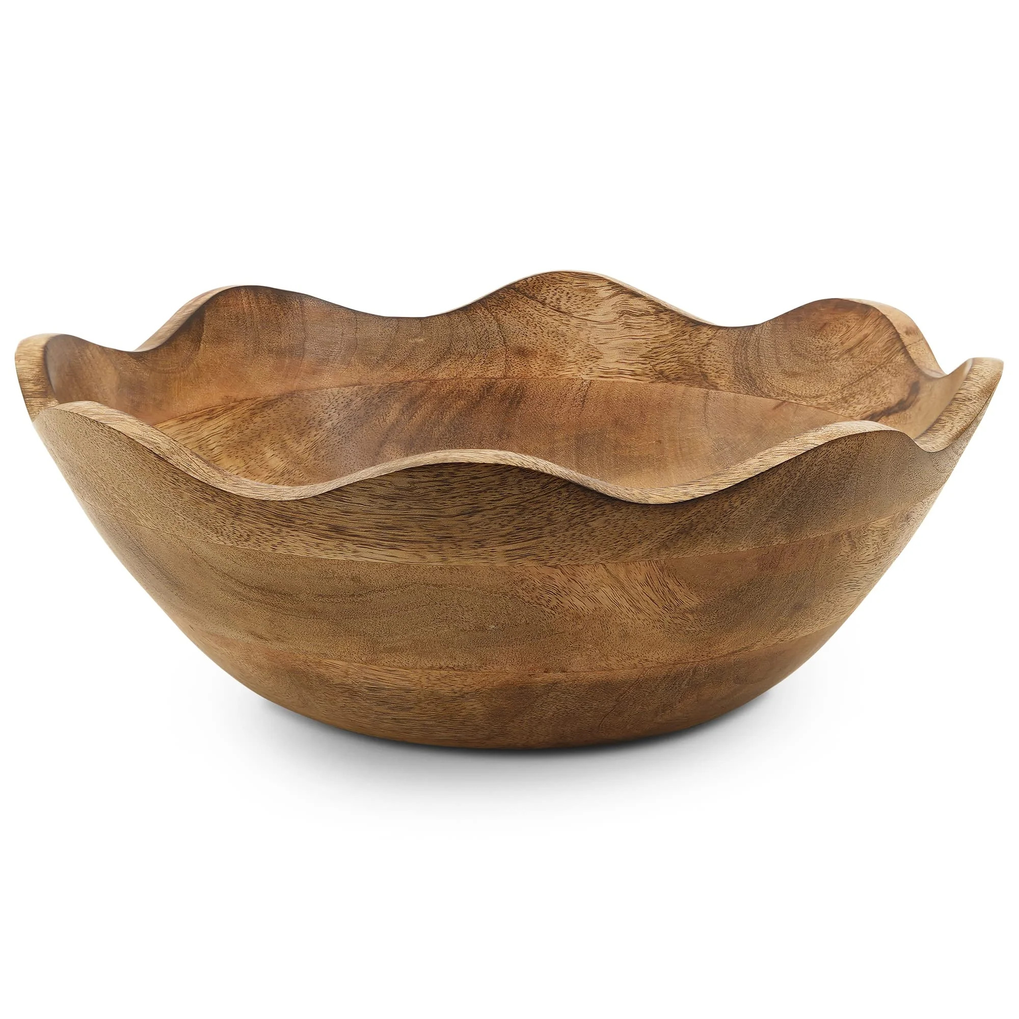 Mela Artisans Wooden Scalloped Bowl, Rustic Ruffle Decorative Bowl, Brown, Large | Walmart (US)