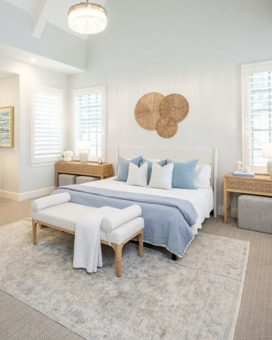 Coastal style Primary Bedroom. Blue and white. 

#LTKHome #LTKSaleAlert #LTKStyleTip