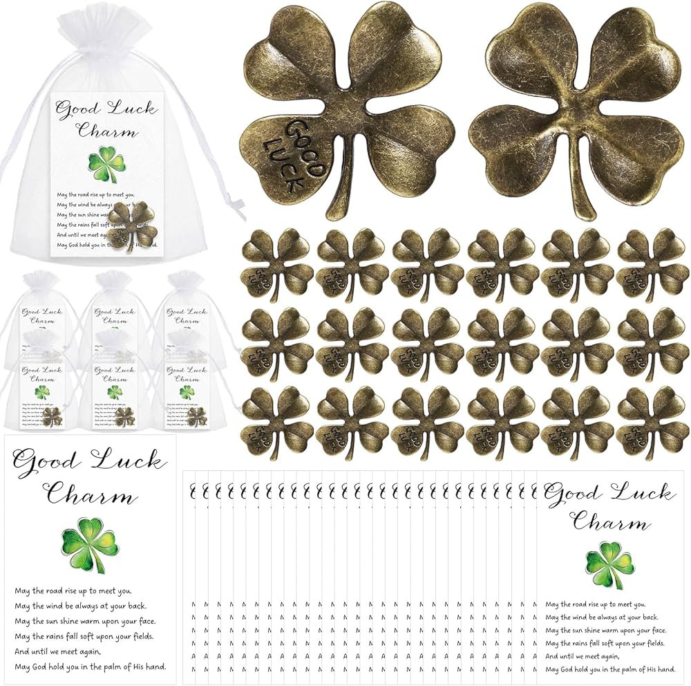 St. Patrick's Day Tokens Set Four Leaf Clover Tokens Travel Tokens Good Luck Coins Pocket Tokens ... | Amazon (US)