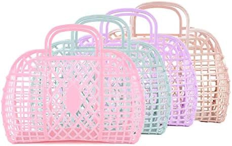 Gift Basket Toddler Purse Girls Jelly Beach Bag Plastic Beach Tote Storage Easter Baskets for Kid... | Amazon (US)
