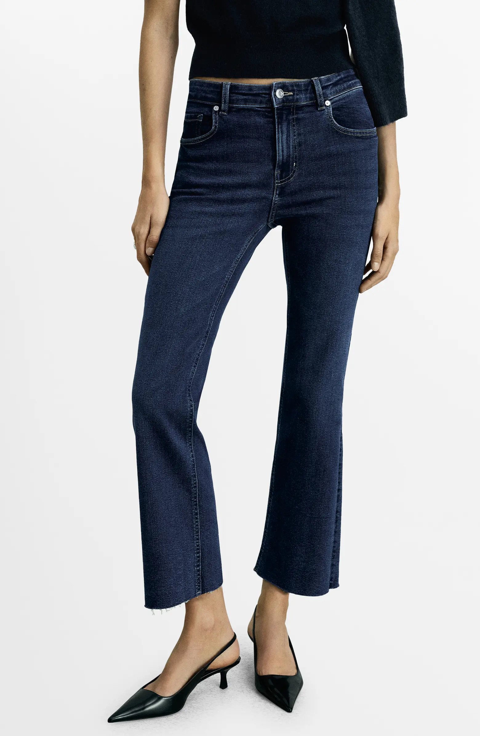 MANGO Mid Rise Crop Flare Jeans | Nordstrom | Nordstrom