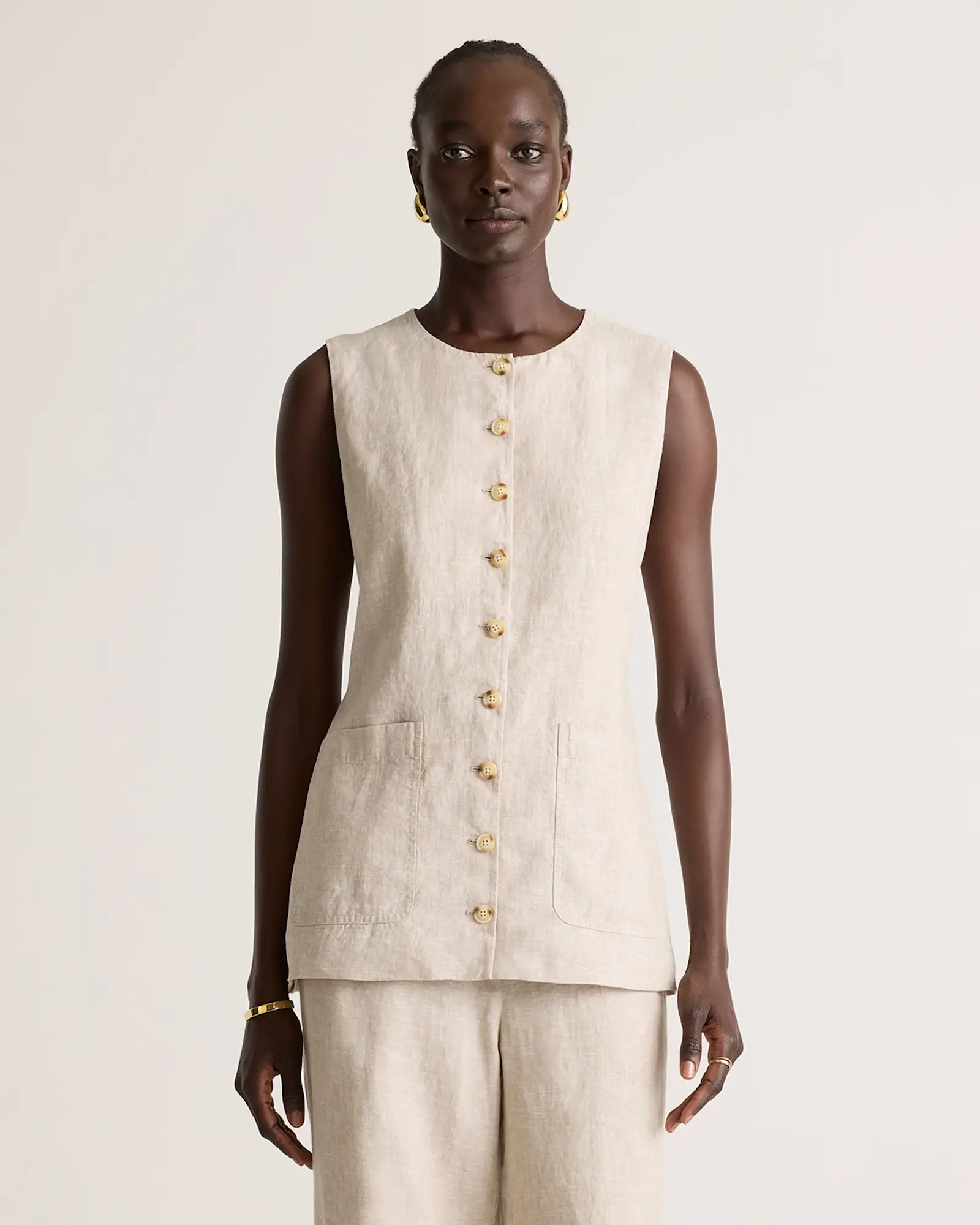 100% European Linen Longline Vest | Quince