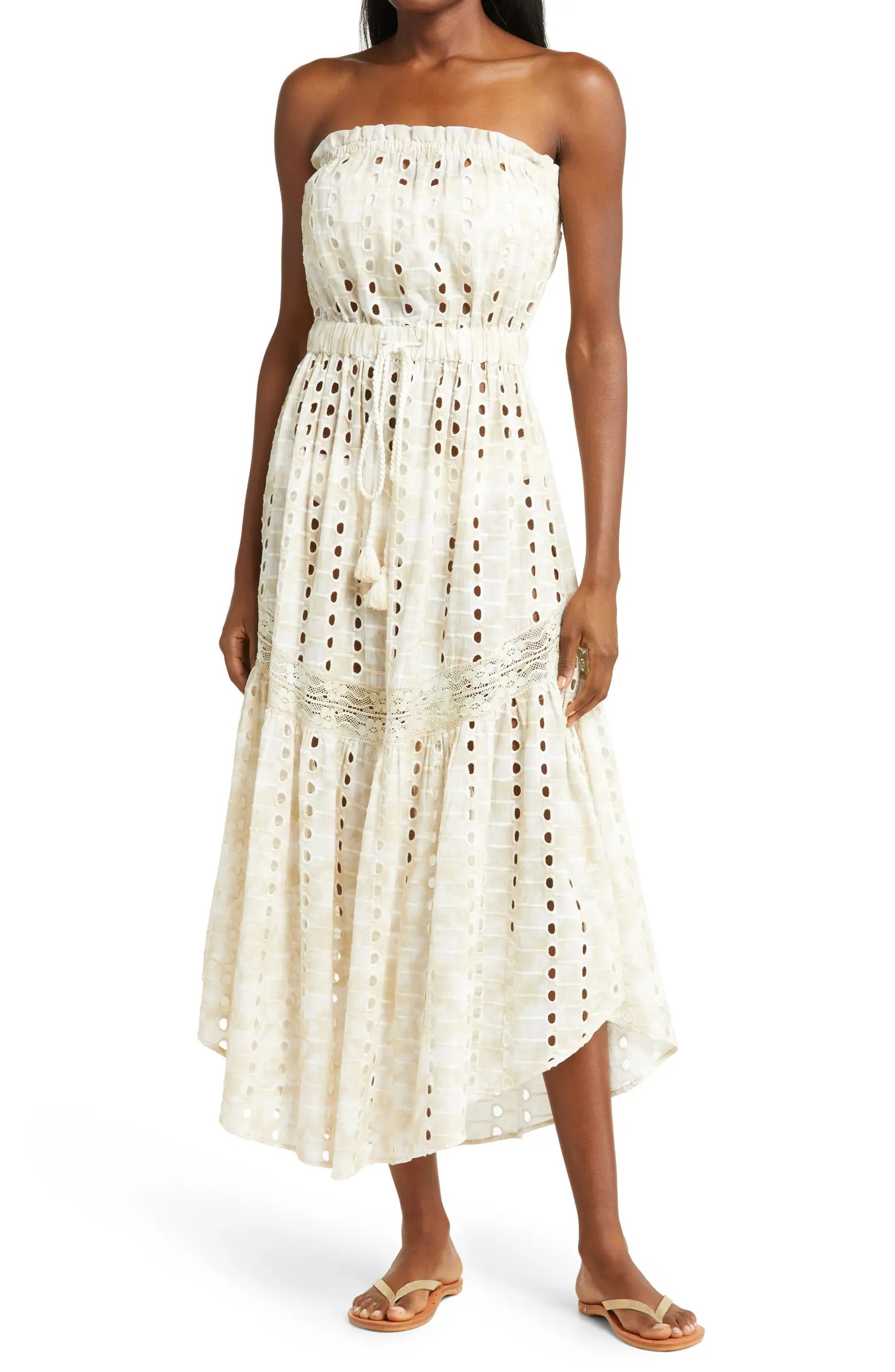 Nozila Embroidered Strapless Cotton Cover-Up Dress | Nordstrom