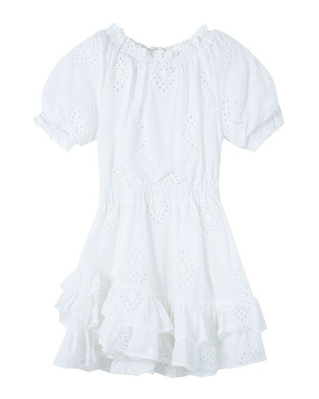 Habitual Girl's Tiered Ruffle Eyelet Dress, Size 4-6X | Neiman Marcus