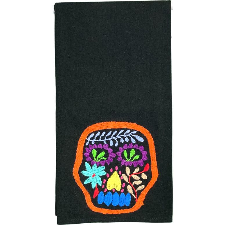 Otomi Skull Tea Towel, Black | Maisonette