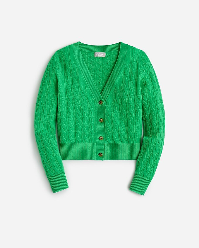Cashmere shrunken cable-knit V-neck cardigan sweater | J. Crew US