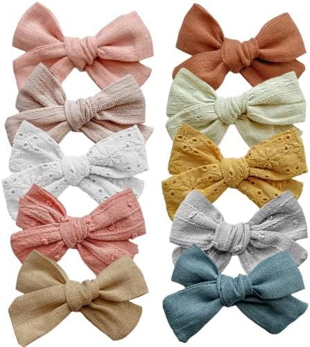 Mai Bebe Hair Bow Clips - 10pc Girls Hair Bows - Fully Lined with Non-Slip Grip - Bows for Toddler G | Amazon (US)
