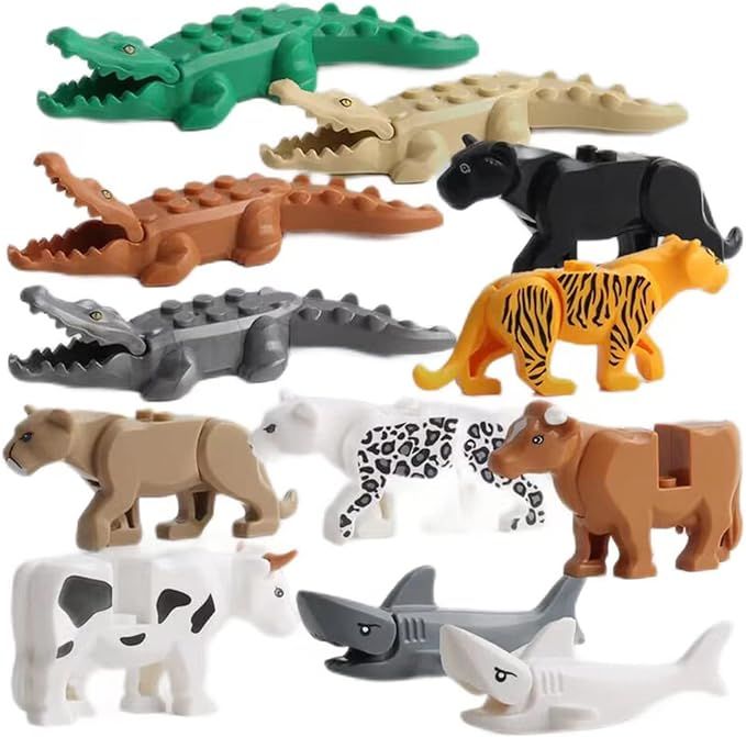 OLRMA Friend Animals Figures Building Blocks Toy, 12 PCS Jungle Zoon Animal Bricks Set with Croco... | Amazon (US)