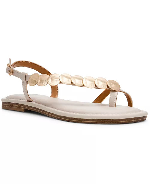 Women's Jetsy Embellished Jewelry Thong Asymmetrical Flat Sandals | Macy's