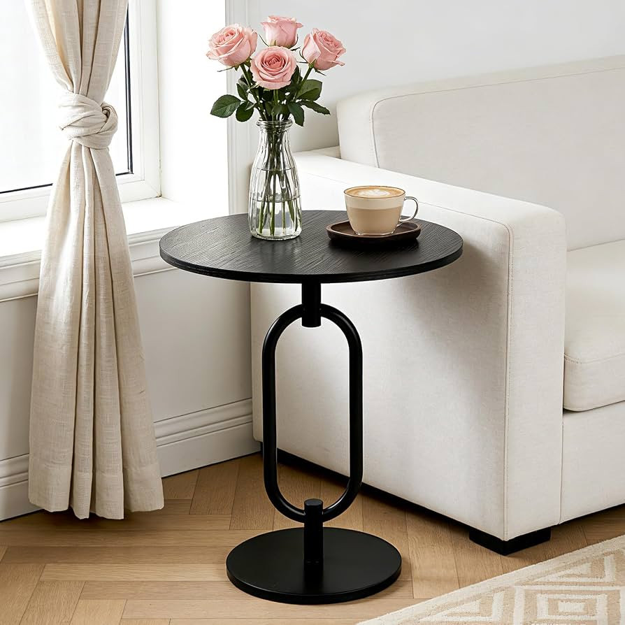 17In(W) x19In(H) Black Round Side Table Heavy Duty Modern End Table Stable Sofa Side Table Marble... | Amazon (US)