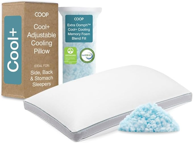 Coop Home Goods Cool+ Adjustable Pillow, Queen Size Plus Shaped Memory Foam Pillows with Cooling ... | Amazon (US)