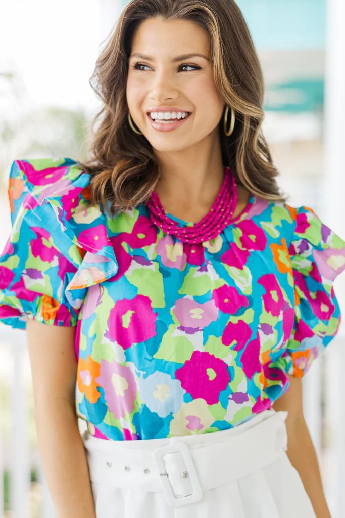 Living In A Dream Blue Floral Blouse | The Mint Julep Boutique