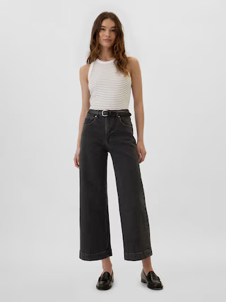 High Rise Wide-Leg Crop Jeans | Gap Factory