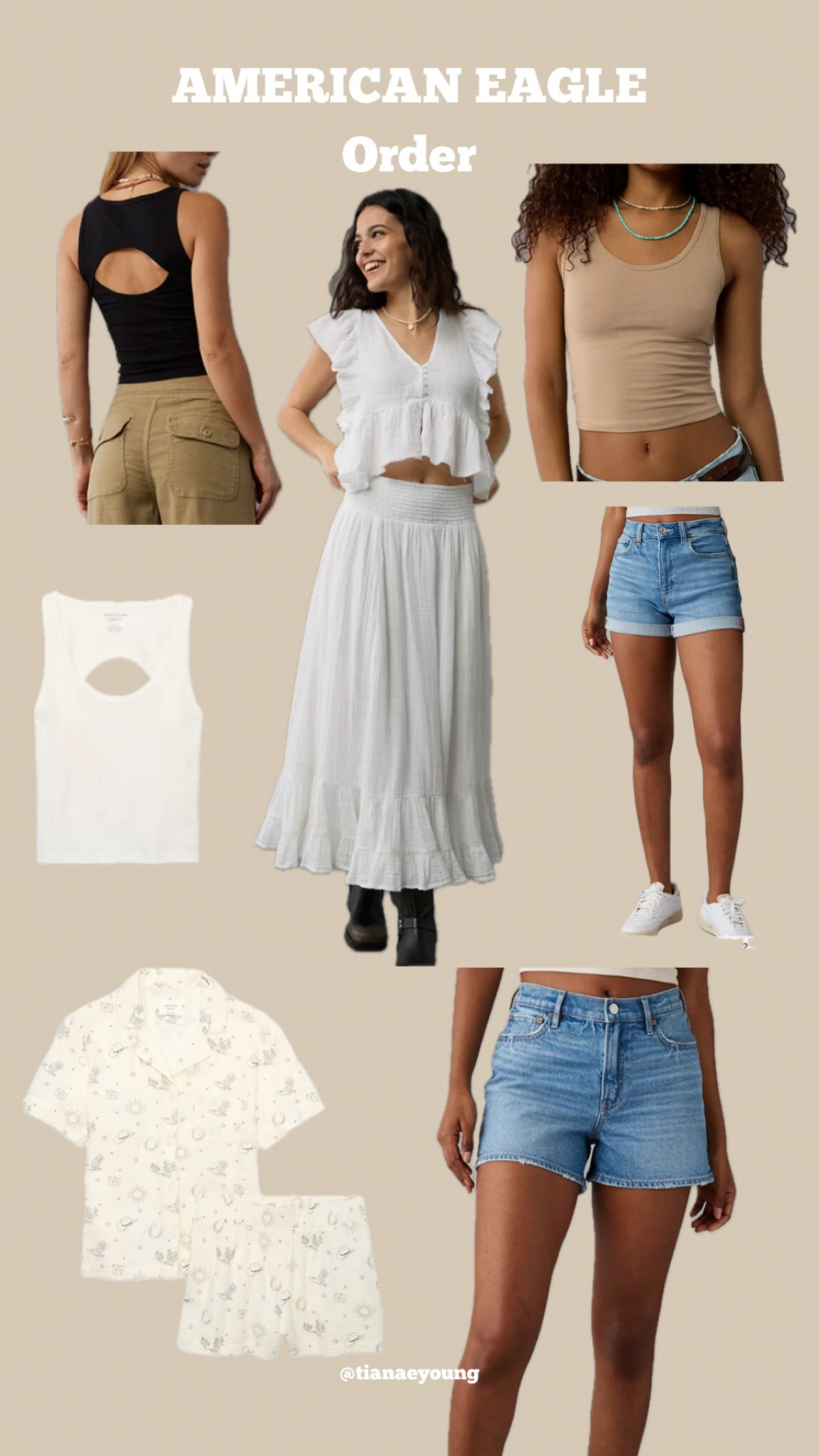 American Eagle order. Medium in tops. Size 8 in shorts. Small in skirt. 

#LTKstyletip