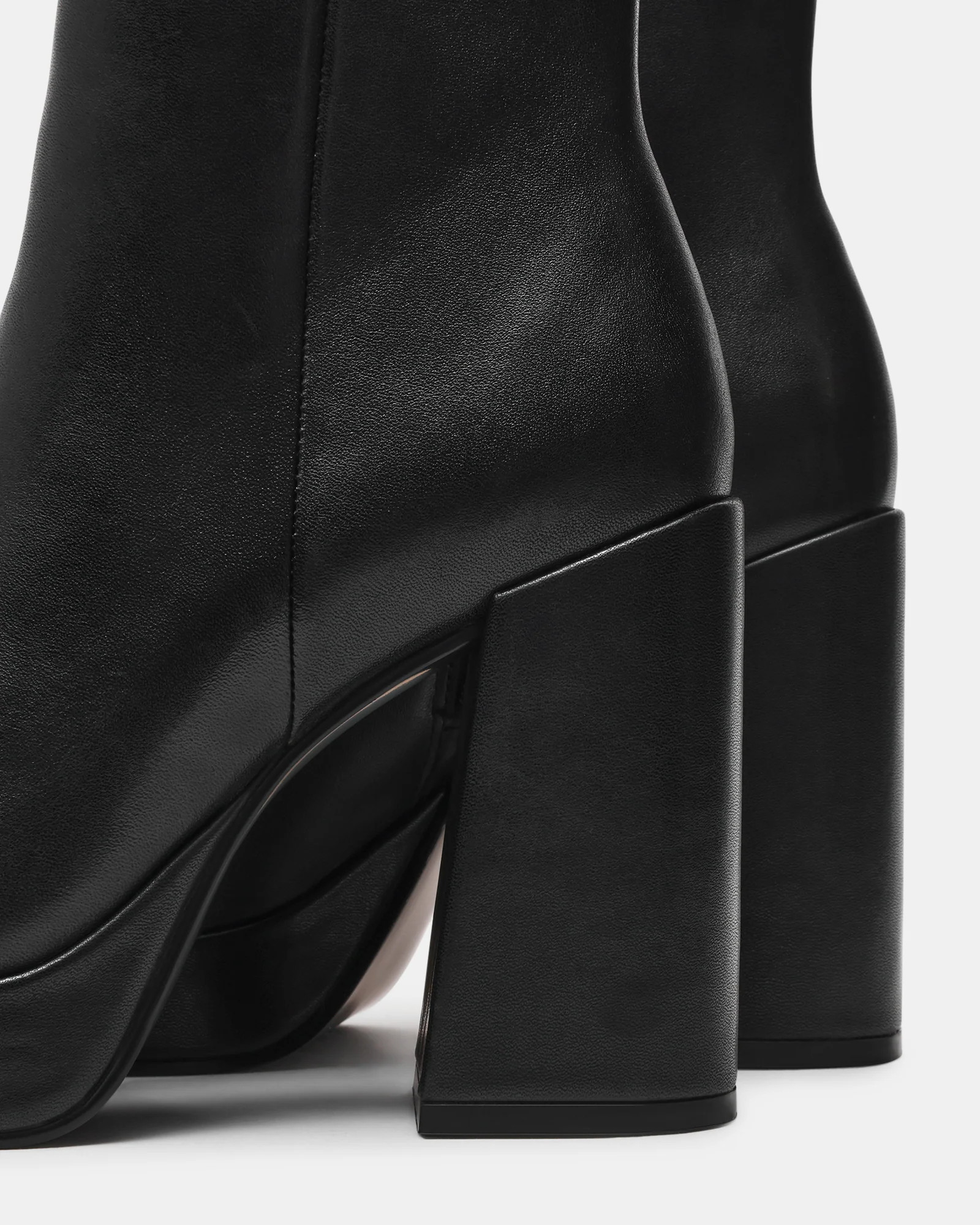 TYRA Black Leather Platform Block Heel Women's Ankle Boot | Steve Madden (US)