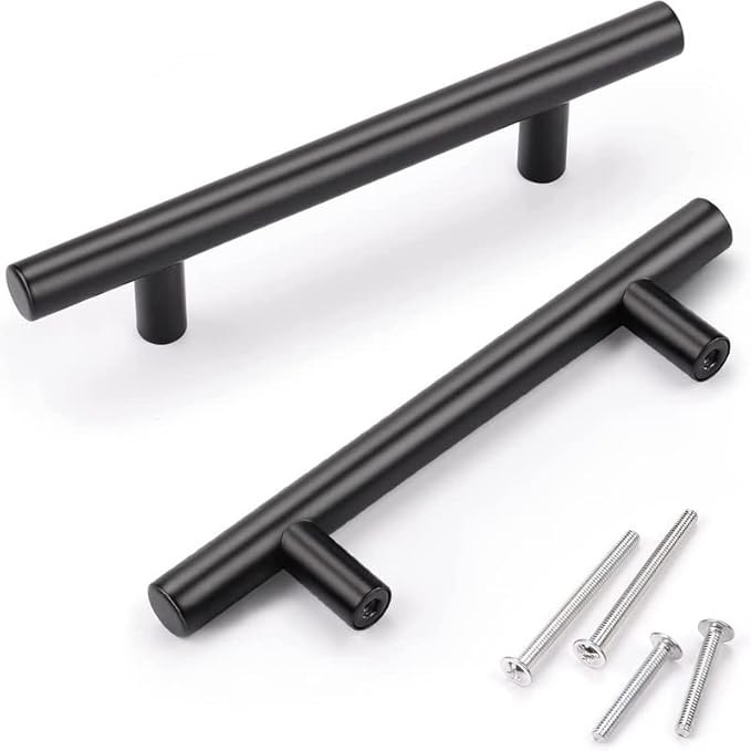 KNOBWELL 5 Pack Kitchen Cabinet Handles Black Stainless Steel Dresser Drawer Handles with Black F... | Amazon (CA)