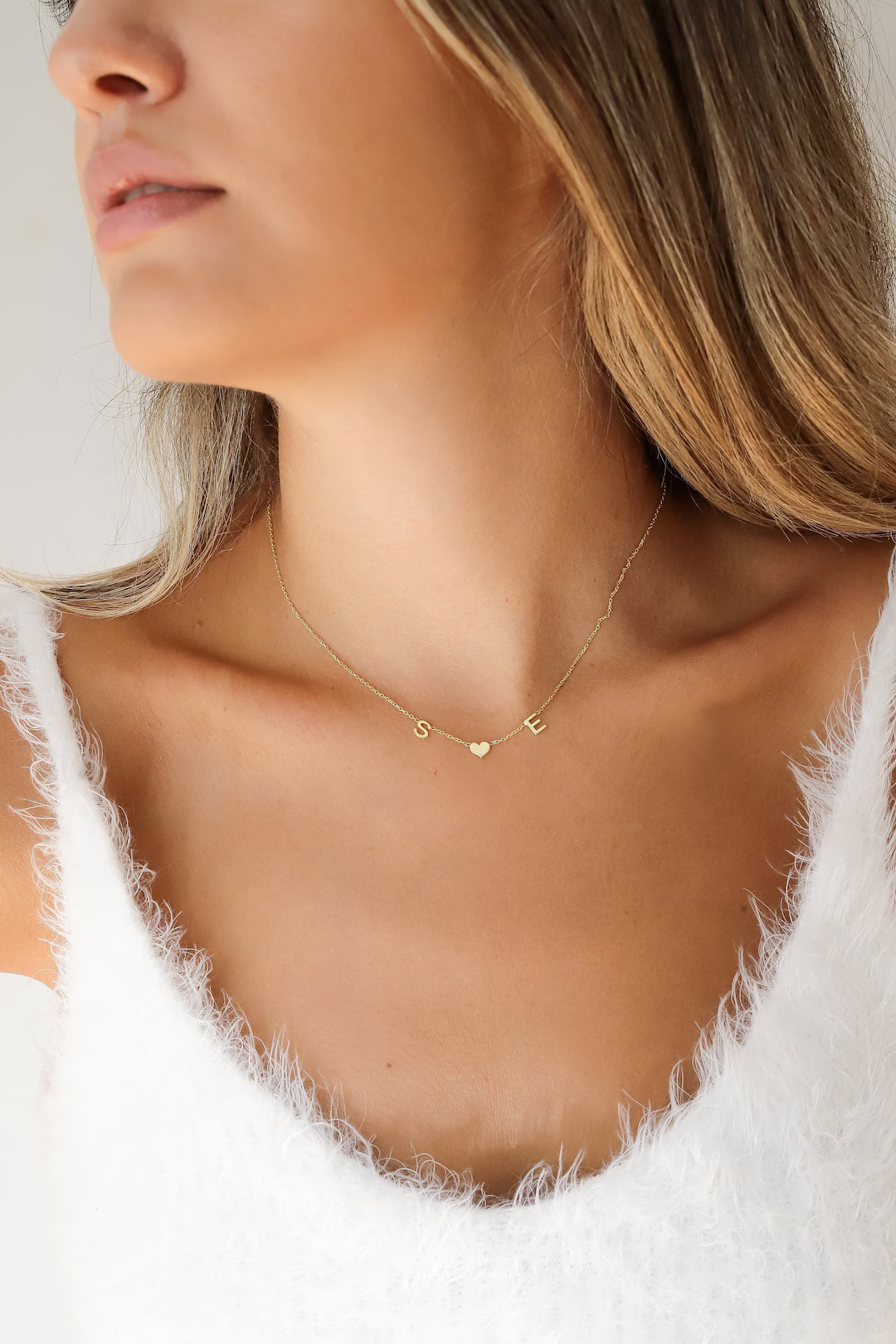 Personalized Heart Necklace Jewelry  Minimalist Silver Symbol initial Letter Jewellery for Mom Wi... | Etsy (US)