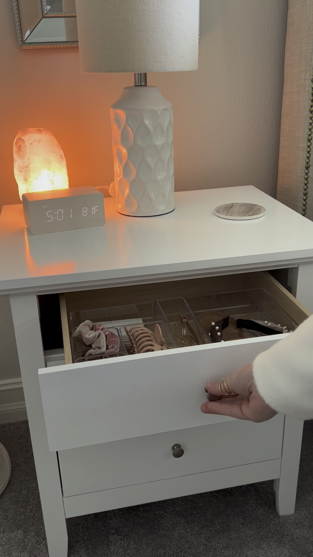 Nightstand 
Drawer organizers
Home organization
Bedroom

#LTKVideo #LTKsalealert #LTKhome