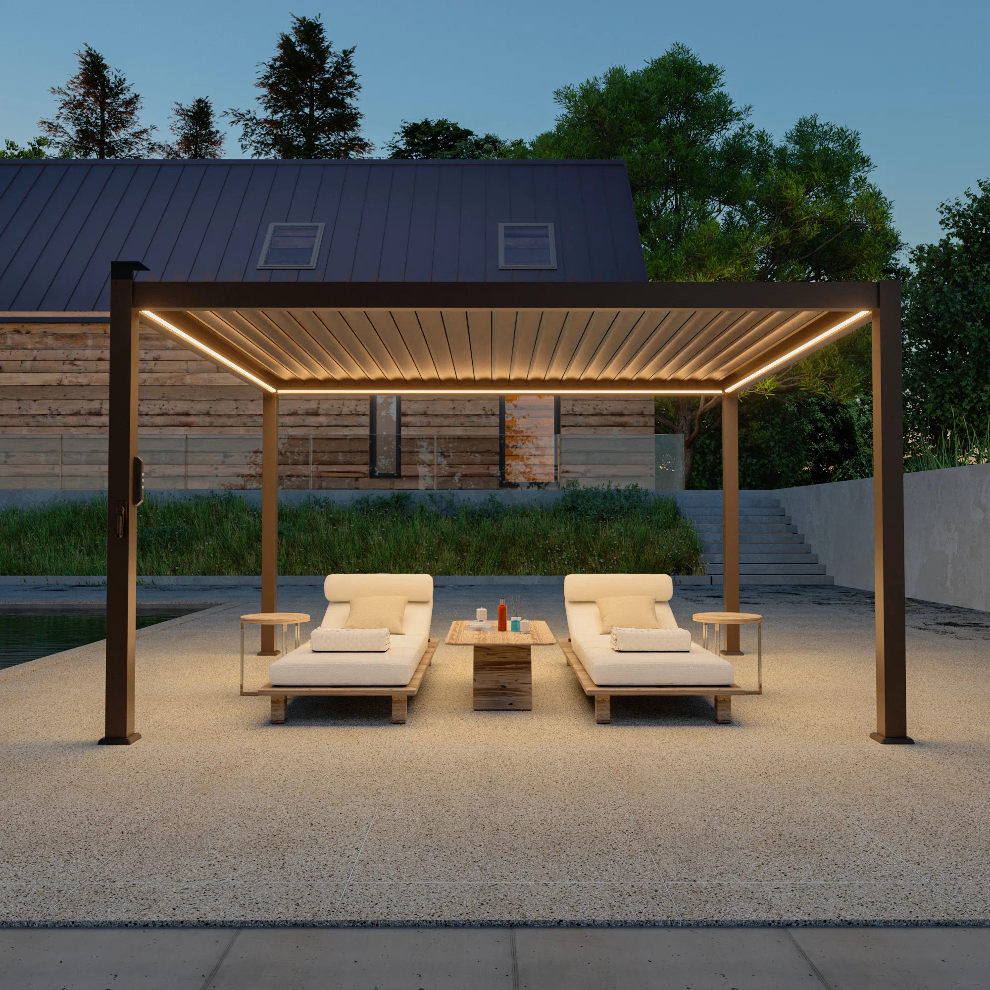 Metal Pergola with Louvered and Solar LED | Wayfair North America