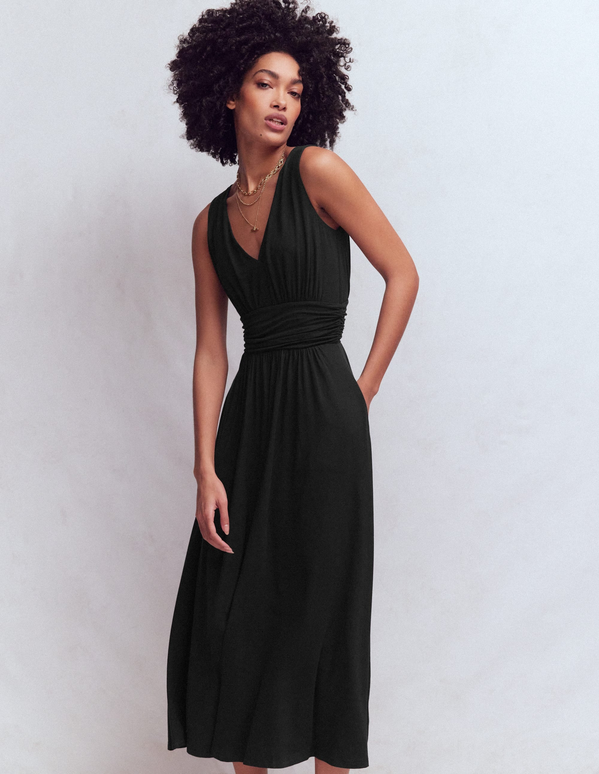 Elodie Jersey Maxi Dress-Black | Boden UK