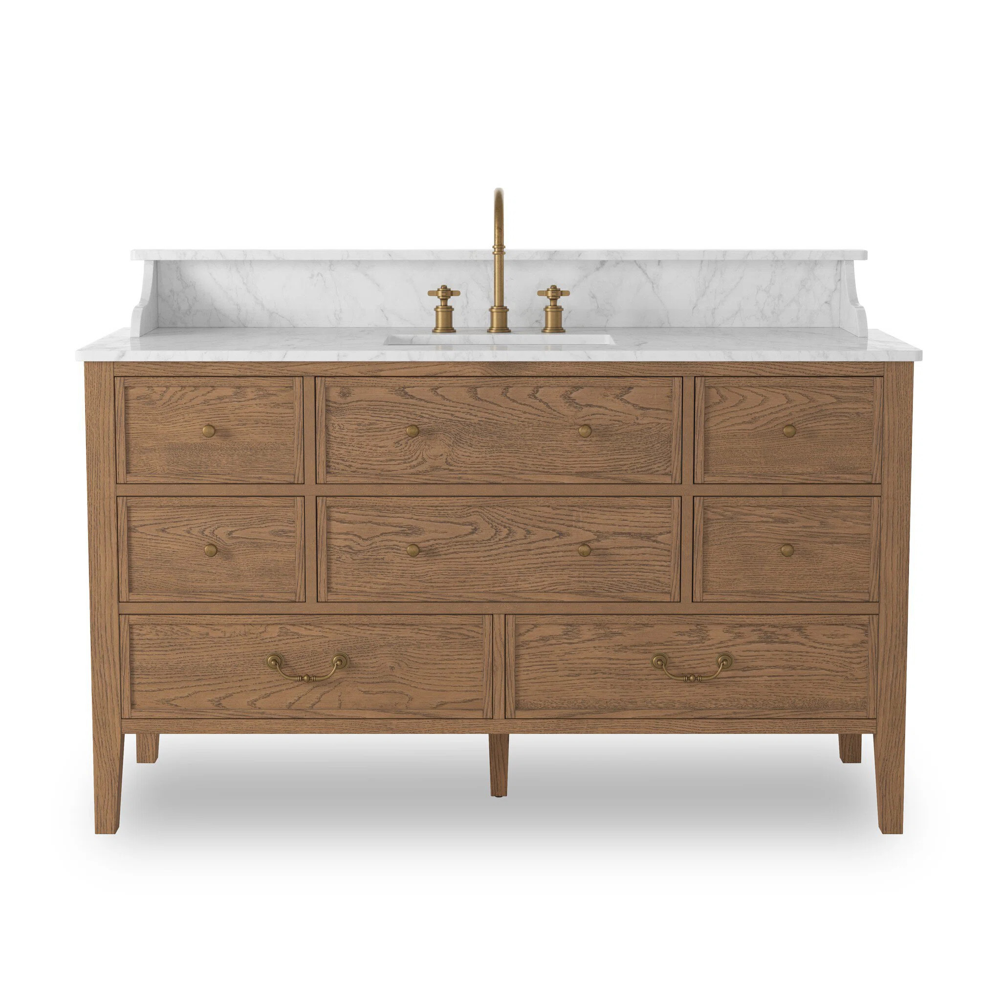 Elliston Single Wide Vanity-Carrara Marble | Perigold