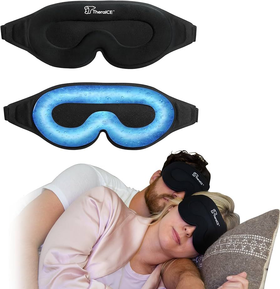 TheraICE Sleep Mask + Cooling Gel Relief - Sleep Eye Mask Blackout Blindfold Cold - 3D Contoured ... | Amazon (US)