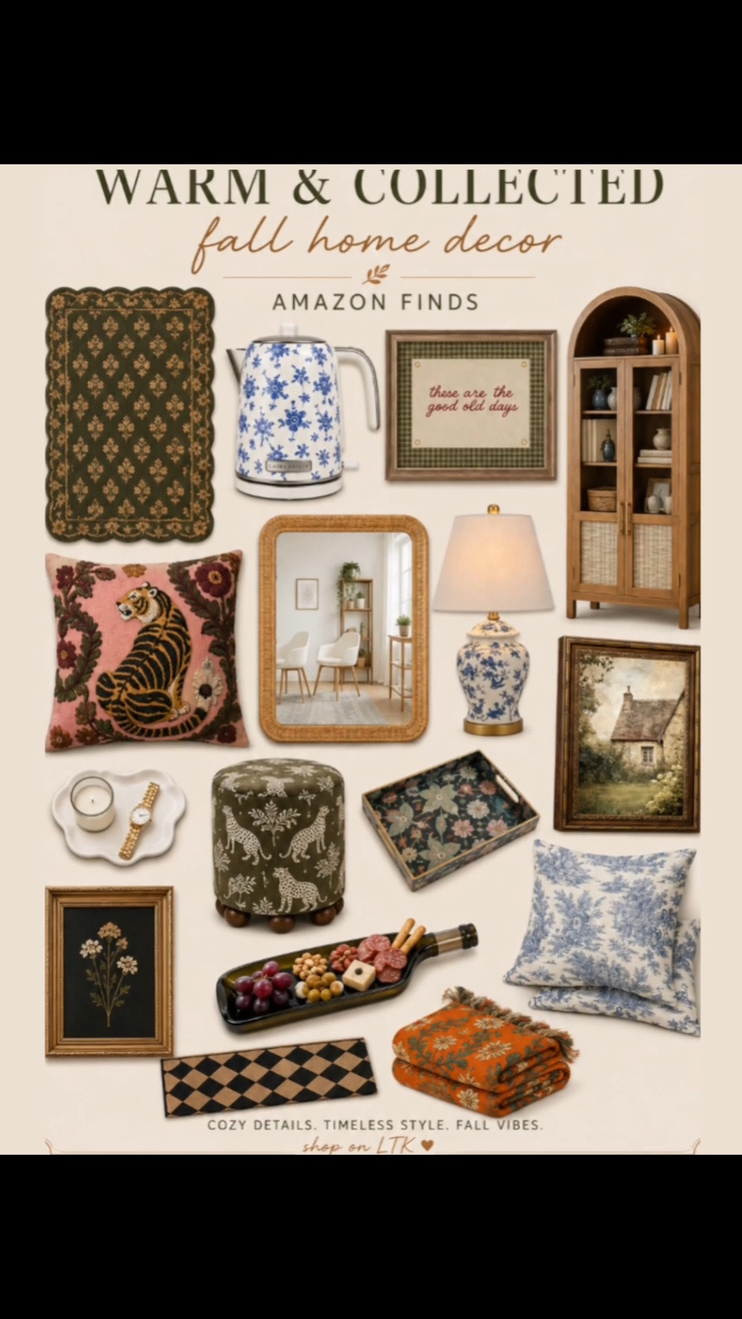 Amazon fall home finds 🍂🤎 Warm, collected, and a little bit old-world — the kind of cozy pieces that make your home feel layered, timeless, and lived-in. From vintage-inspired art and toile to rich olive greens, florals, and warm wood tones… I’m obsessed. 🕯️🌿

Shop everything on my LTK! ✨

#AmazonHome #AmazonFinds #FallHomeDecor #FallDecor #HomeDecorFinds #CozyHome #VintageInspiredHome #EnglishCountryStyle #CottageStyle #TraditionalHome #LTKHome #LTKFinds

#LTKHome #LTKmomlife #LTKSaleAlert