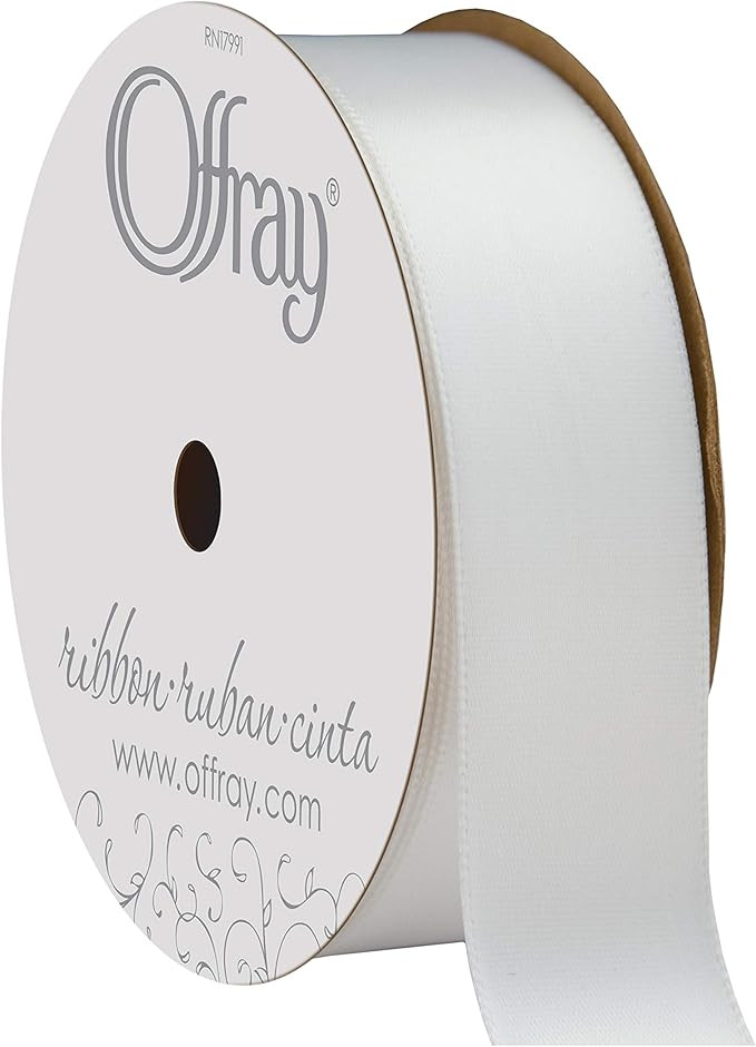 Berwick Offray 061176 7/8" Wide Single Face Satin Ribbon, White, 6 Yds | Amazon (US)