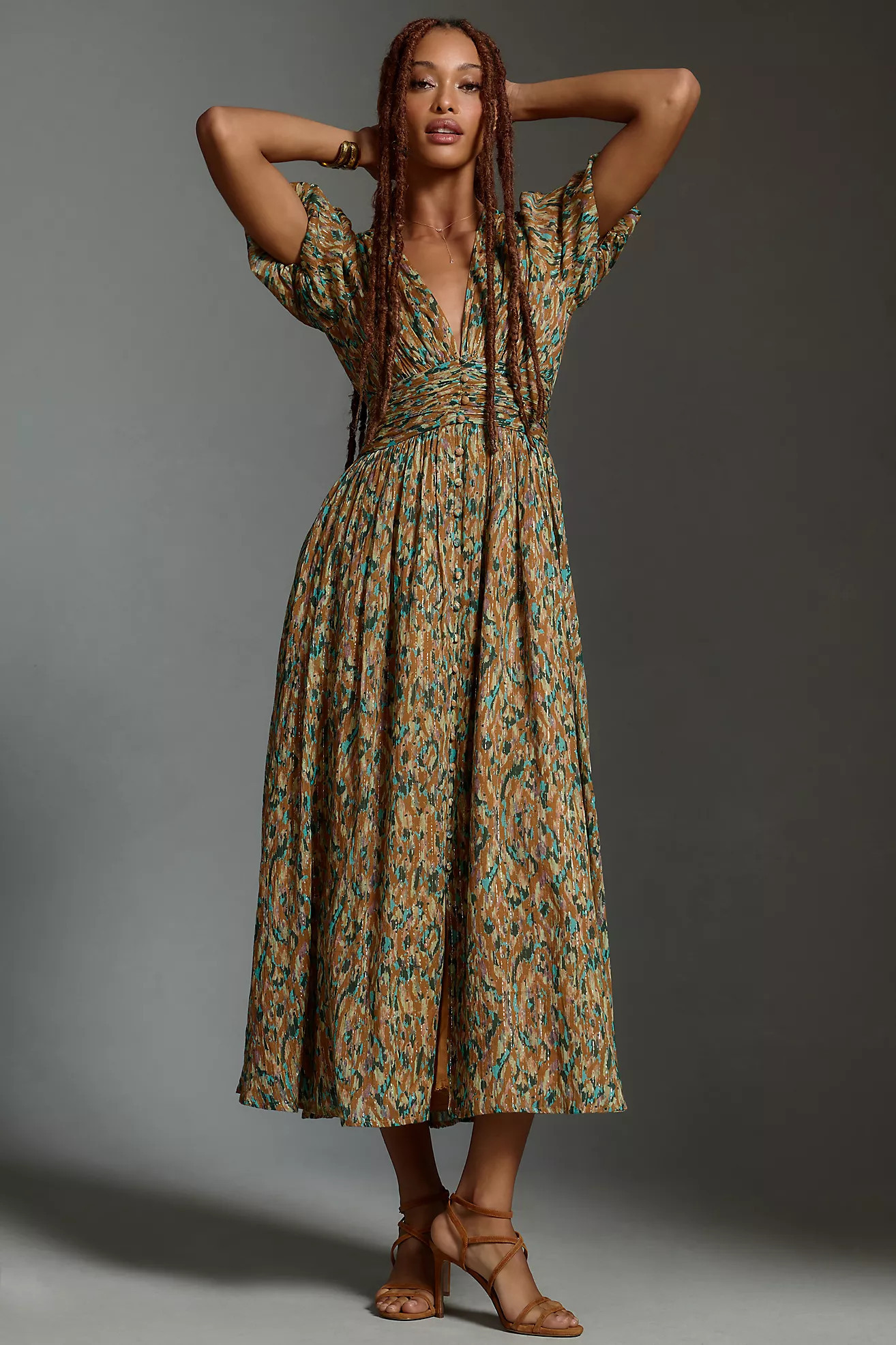 The Katerina Lurex Button-Front Dress | Anthropologie (US)