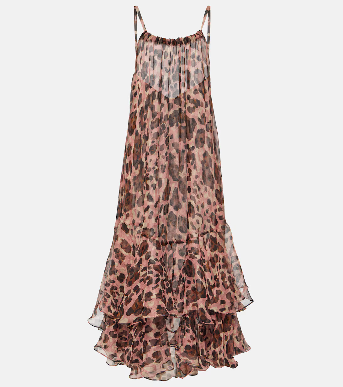 Bre leopard-print silk midi dress | Mytheresa (UK)