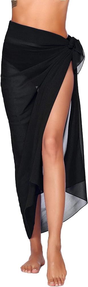 Ekouaer Sarong Swimsuit Coverup for Women Chiffon Long Beach Tie Wrap Skirt Sexy Bikini Sheer Scarf  | Amazon (US)