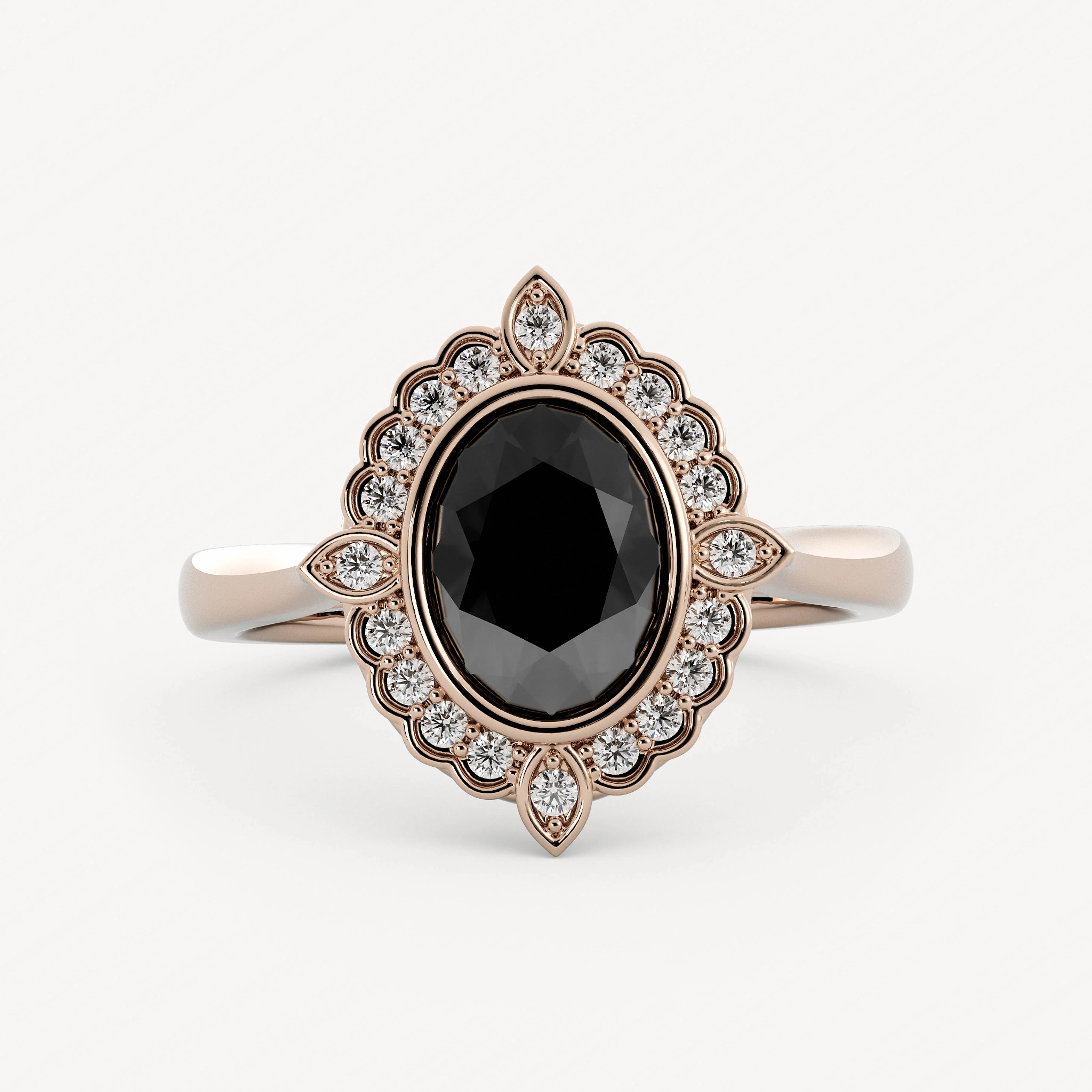 Atlas - 14K Rose Gold - Oval - Natural Diamond | Olive Ave Jewelry